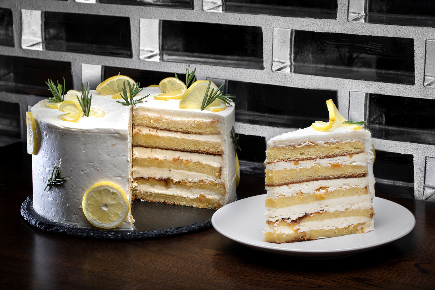 Amalfi Lemon Cake, olive oil cake with lemon butter cream - 1228 Main Las Vegas