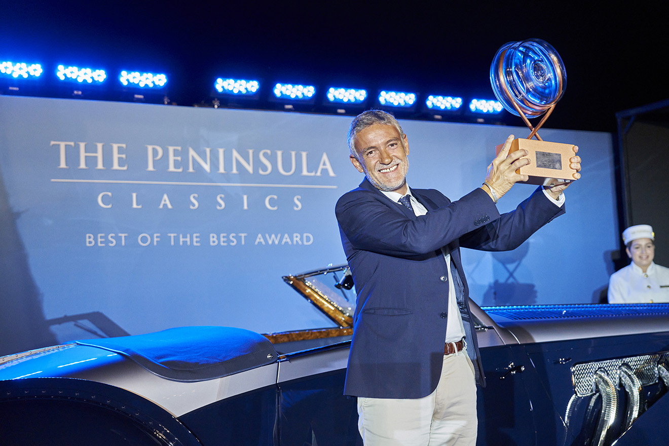 The Owner of the Winning Car, Mr. Fritz Burkard - The Peninsula Classics 2022 Best of the Best Award at the Quail Lodge & Golf Club in Carmel, California, on August 13, 2023.

