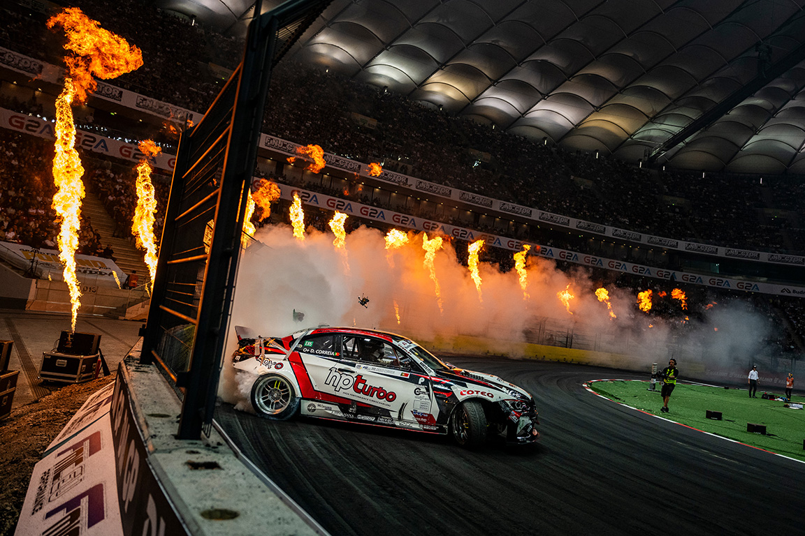 Diego Correia of Portugal seen during the final stop of the Drift Masters European Championship in Warsaw, Poland on September 16, 2023.