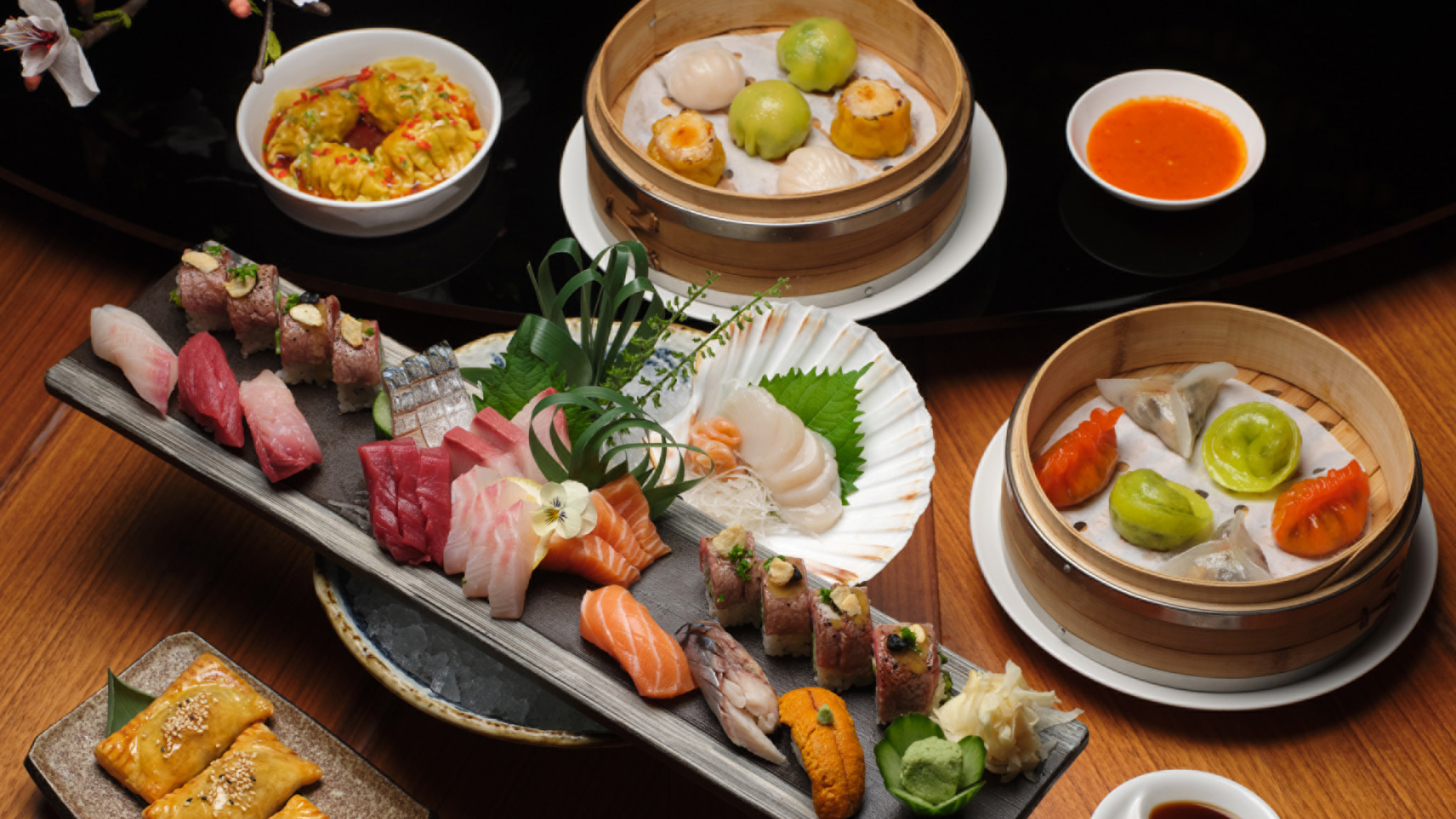 Sushi, sashimi, and dim sum from Mei Ume in Four Seasons Hotel London