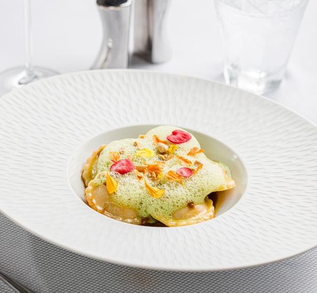 Crab and Green Pepper Ravioli at The Peninsula Manila