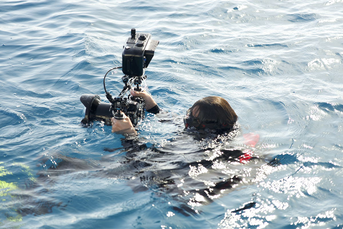 Drama recreation underwater of director of photography Samuel Gonzalez filming the Trent Trentcosta.