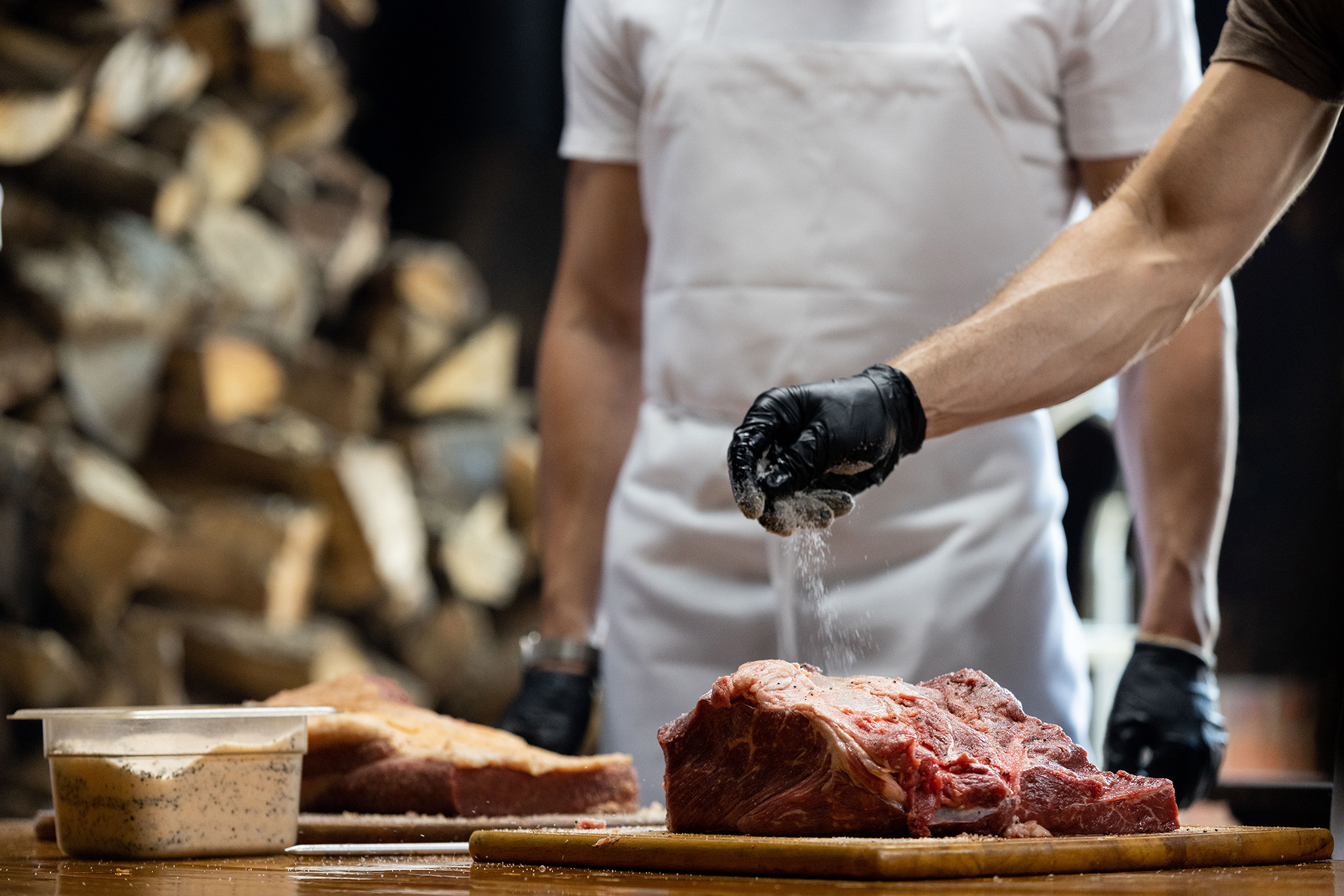 Barbecue is prepared at Smitty's Market.