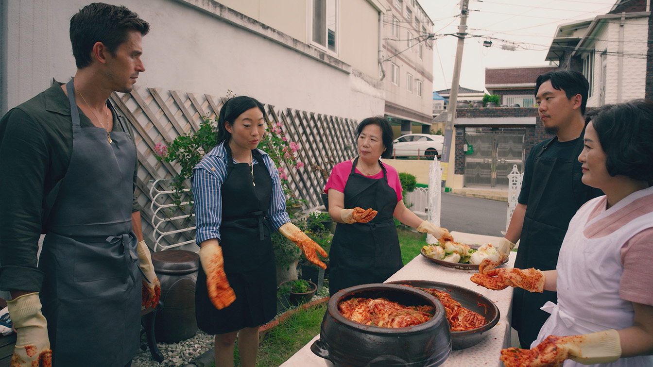 Antoni Porowski, Awkwafina, Insook Kim, Junho Lee and Shin Aga make Kimchi.